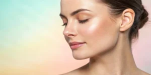 A woman with a naturally enhanced cheek contour from a cheek filler before and after treatment.