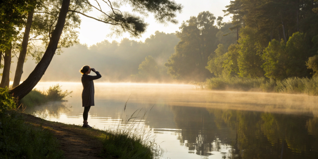 Woman by a river considers how much hormone therapy for menopause costs.