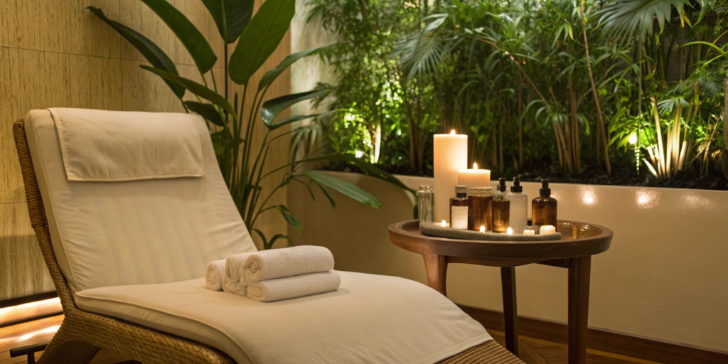 Spa setting with products for a HydraFacial and managing potential side effects.
