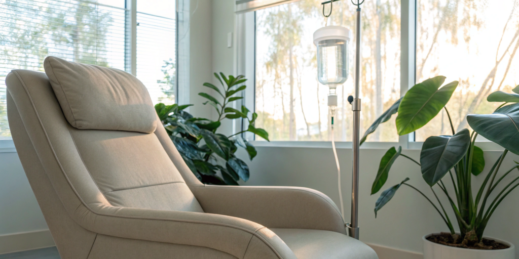 A modern IV therapy clinic setup, which influences the final treatment price list.