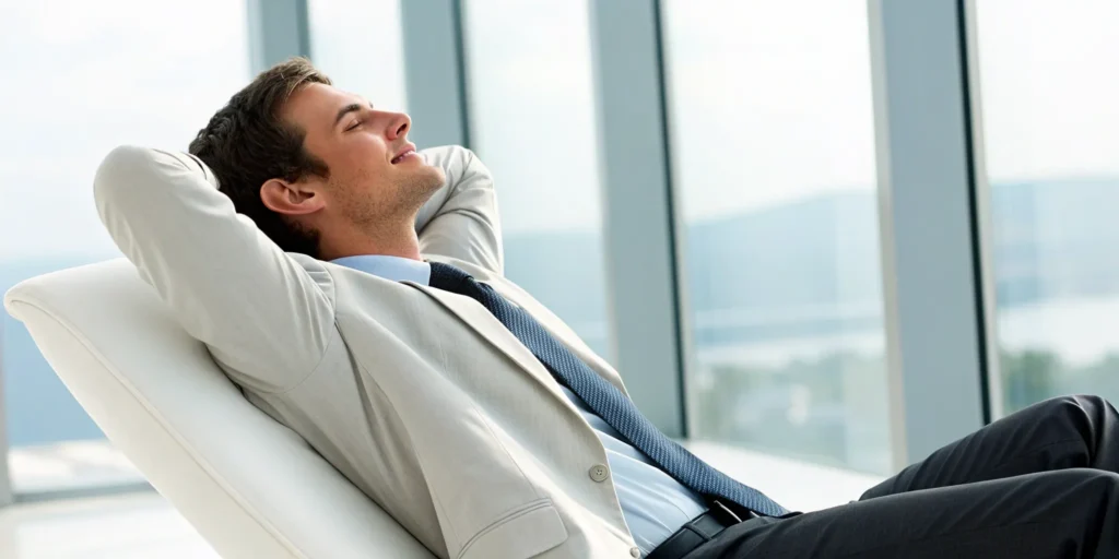 A man resting comfortably after a smooth recovery from NightLase side effects.