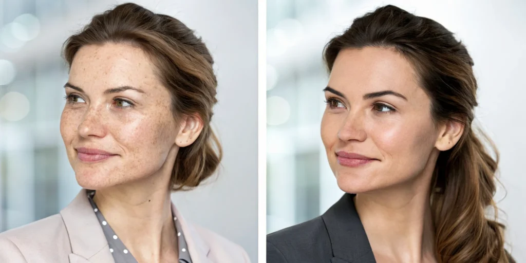 Before and after results of PRP for hair growth after 3 sessions.