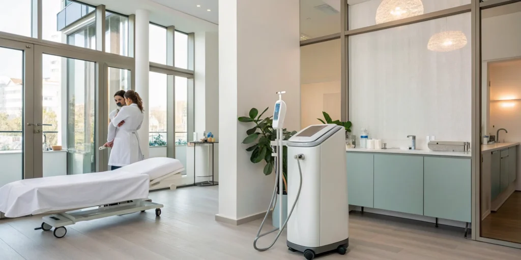 A patient discussing the cost of vaginal rejuvenation laser treatment with a doctor.