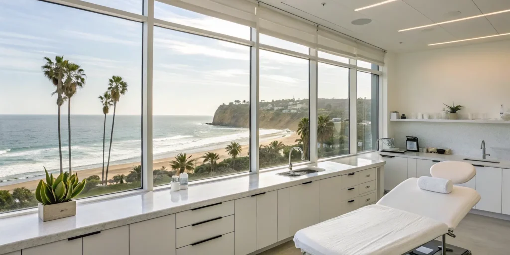 Advanced acne scar treatment performed in a modern Solana Beach clinic.