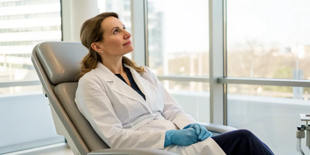 A patient learning about the dangerous risks of getting cheek fillers in 2022.