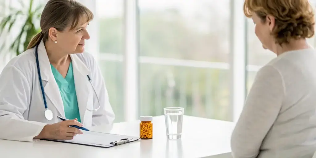 A doctor at a medical weight loss clinic discusses a phentermine prescription with a patient.