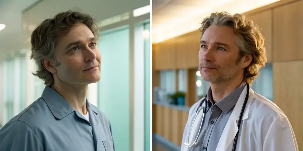 Hormone pellets before and after results for a man undergoing therapy.
