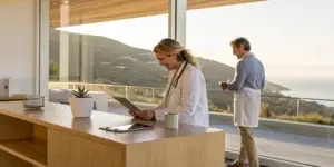Functional medicine doctor in Carmel Valley creating a personalized health plan with a patient.