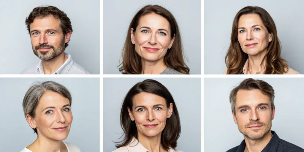 Pictures of long-term Botox side effects like facial asymmetry and drooping eyelids.