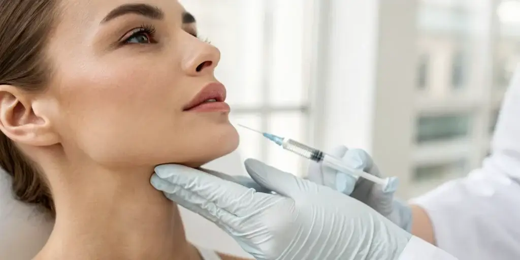 A patient receiving lip fillers in La Jolla from a medical expert.