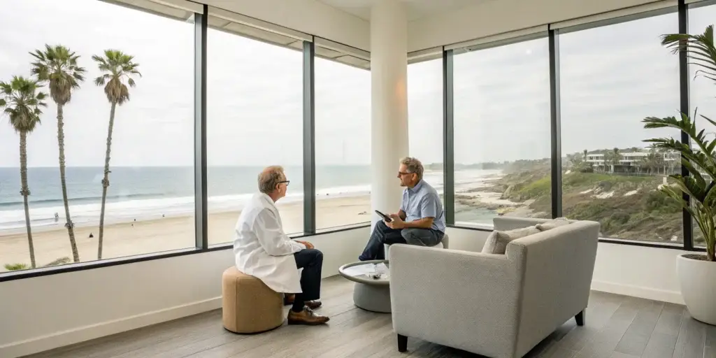 Doctor and patient discussing erectile dysfunction treatment in Encinitas.