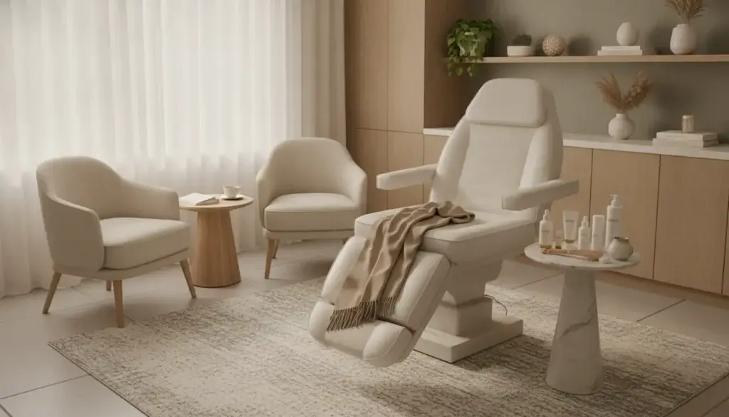 Calm aesthetic consultation setup for cheek filler recovery time guidance