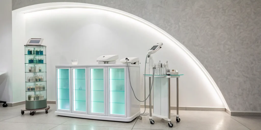 Advanced equipment for non-surgical vaginal tightening options in a modern clinic.