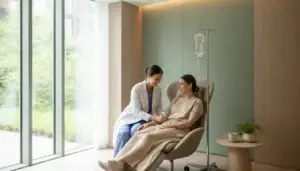Patient receiving NAD IV therapy in a San Diego wellness clinic