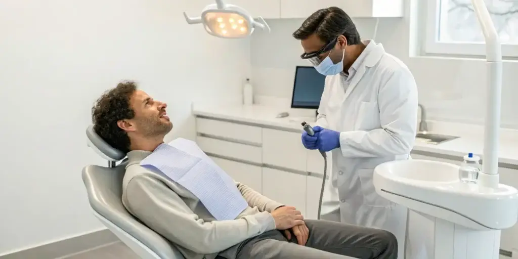 Patient and doctor discussing NightLase snoring treatment side effects.