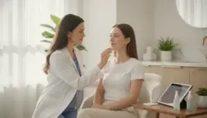 Patient reviewing PDO thread lift recovery aftercare at RewindMD