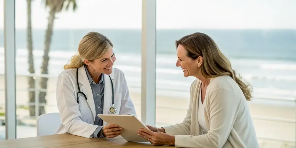 Doctor explaining non-surgical vaginal rejuvenation to a patient in Encinitas.