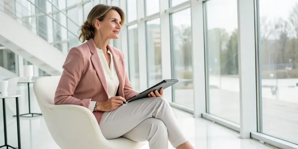 A confident woman experiencing the wellness benefits of the o-shot.