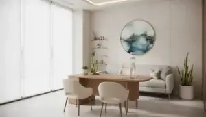 A modern, sleek medical aesthetics clinic interior showing clean and serene treatment rooms at RewindMD.