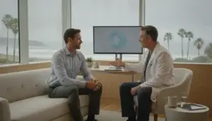 Man meeting with a physician at a men's wellness clinic in San Diego