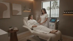 Medical spa treatment room at RewindMD in Encinitas California for non-surgical body contouring