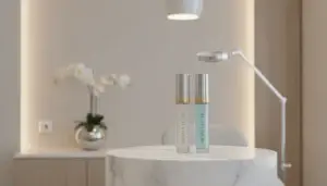 An elegant professional display of cosmetic injectables in a modern luxury medical clinic